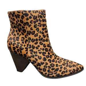 NEW Lucky Brand Munise2 Leopard Print Calf Hair Heeled Ankle Booties Size 8.5
